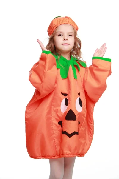 Girl dressed as a pumpkin — Stock Photo, Image