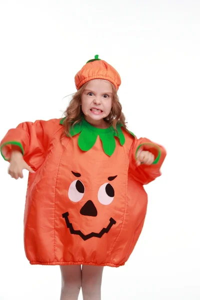 Girl dressed as a pumpkin — Stock Photo, Image