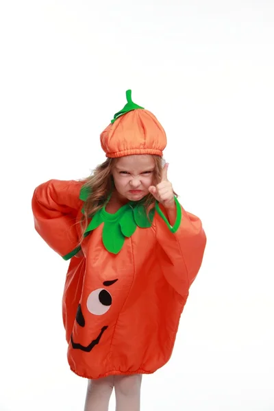 Girl dressed as a pumpkin — Stock Photo, Image