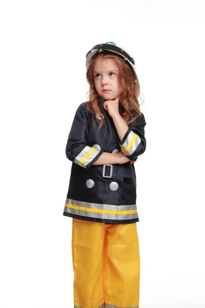 Happy girl firefighter — Stock Photo, Image