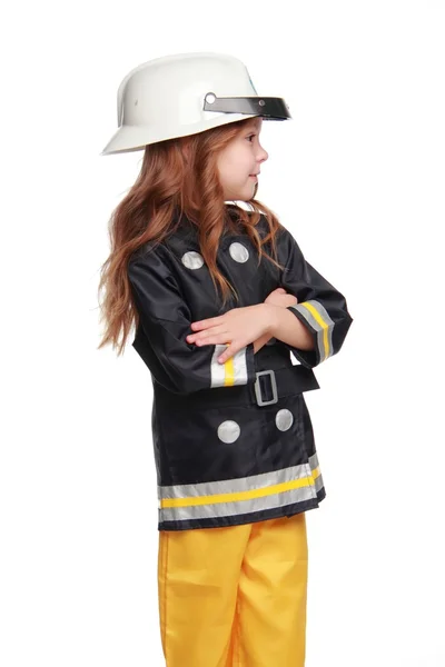 Happy girl firefighter — Stock Photo, Image