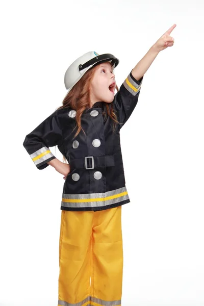 Happy girl firefighter — Stock Photo, Image