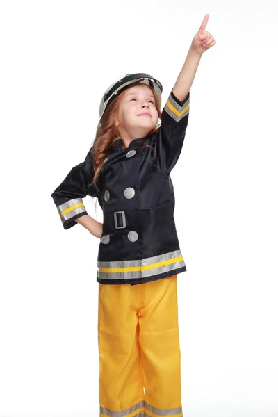 Happy girl firefighter — Stock Photo, Image