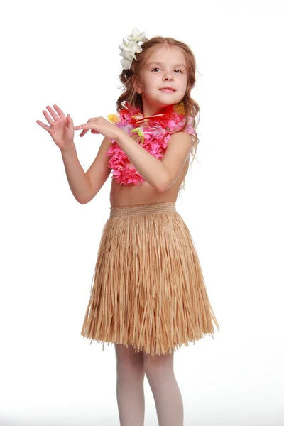 Hawaiian Hula Dancer Girl Stock Photo