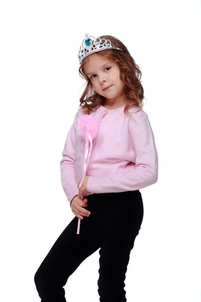 Pequena menina bonita na coroa — Fotografia de Stock