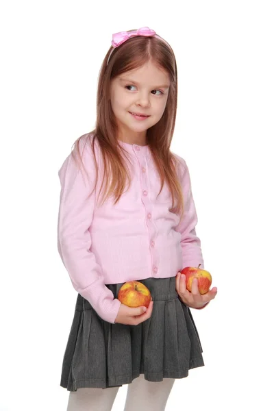 Dívka s jablky — Stock fotografie