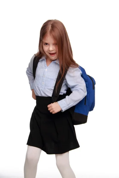 Schoolgirl with backpack — Stock Photo, Image