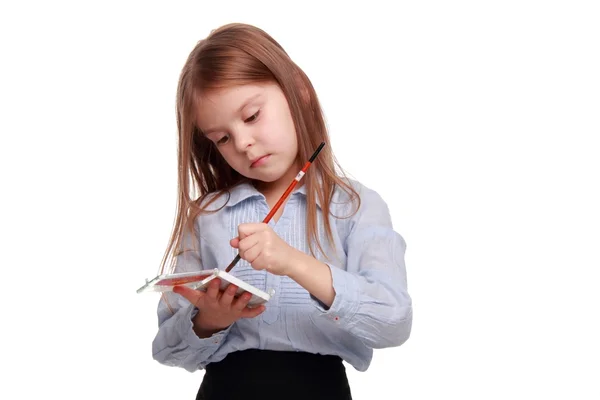 Painting schoolgirl — Stock Photo, Image