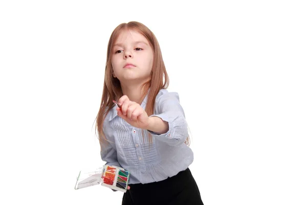 Schilderij schoolmeisje — Stockfoto