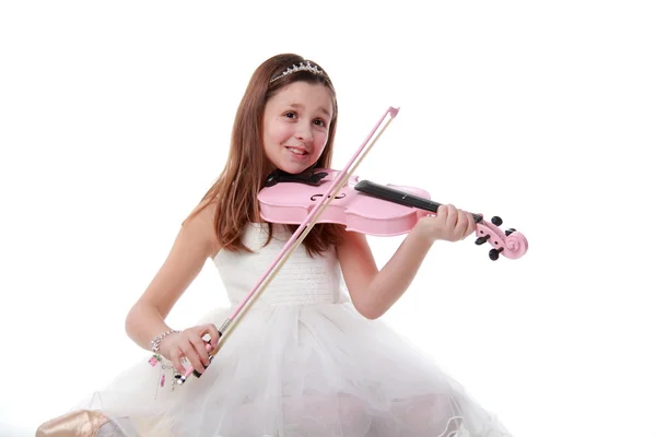 Ballerina i pointe, spiller violin - Stock-foto