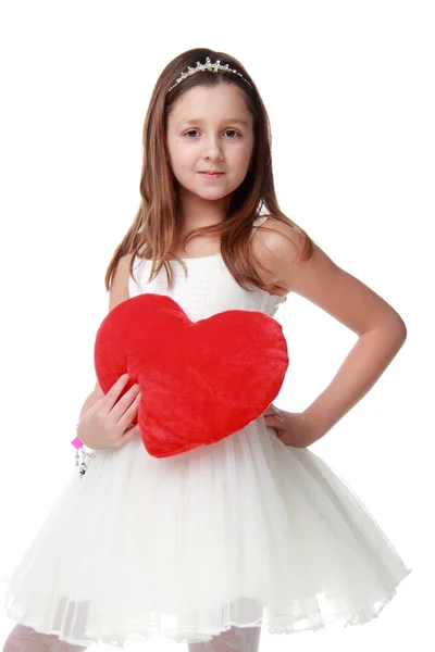 Girl ballerina in pointe and white dress — Stock Photo, Image