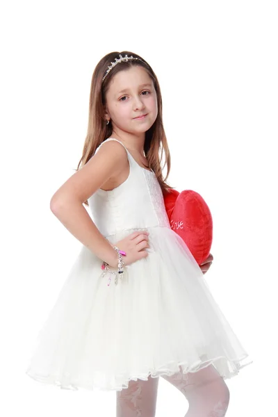 Bailarina de niña en punta y vestido blanco —  Fotos de Stock