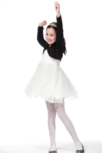 Felice bambina su sfondo bianco — Foto Stock