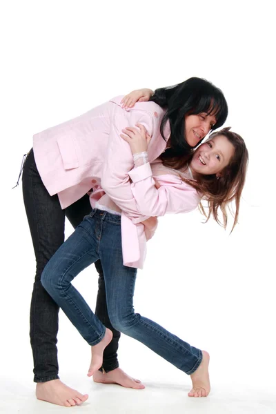 Filha alegre e mãe — Fotografia de Stock