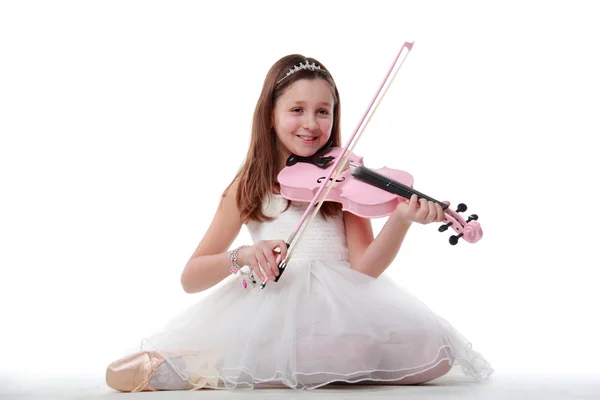 Ung ballerina med en violin - Stock-foto