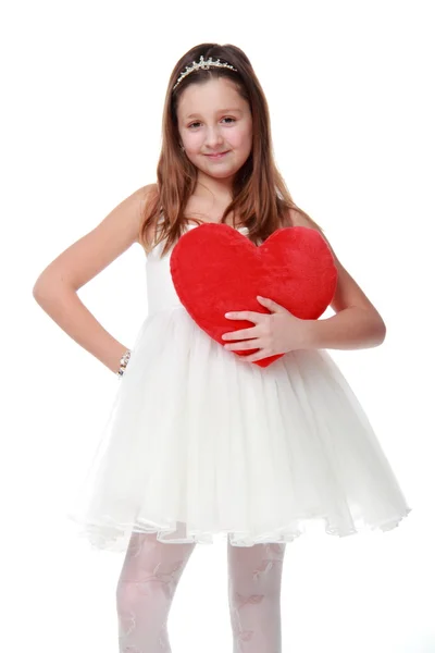 Una niña con un vestido blanco — Foto de Stock