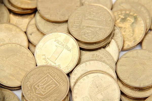Background of metal Ukrainian money Stock Picture