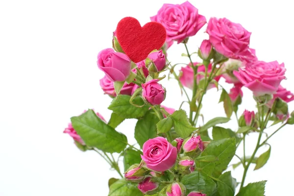 Romantik Kalp simgesi ve mutlu Sevgililer çiçekler — Stok fotoğraf