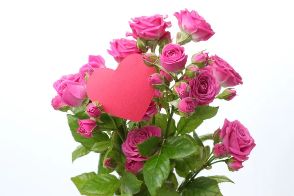 Romantiska hjärtsymbol och blommor på happy valentine — Stockfoto