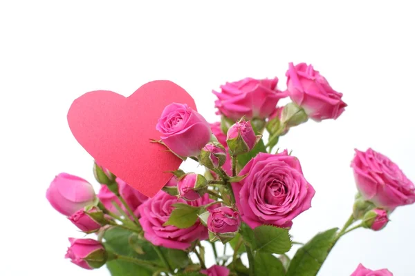 玫瑰花束用粉红色的心 — 图库照片