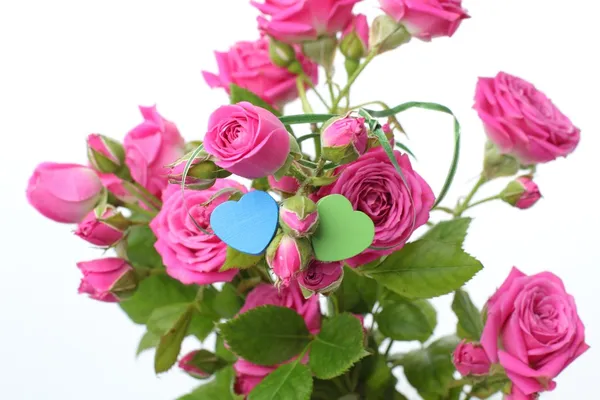 Símbolo de coração romântico e flores em Valentim feliz — Fotografia de Stock