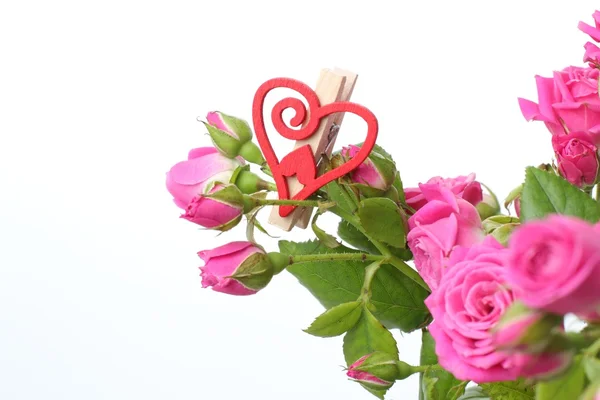 Estudio foto del símbolo romántico del corazón con rosas — Foto de Stock