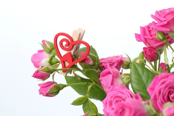 Estudio foto del símbolo romántico del corazón con rosas — Foto de Stock