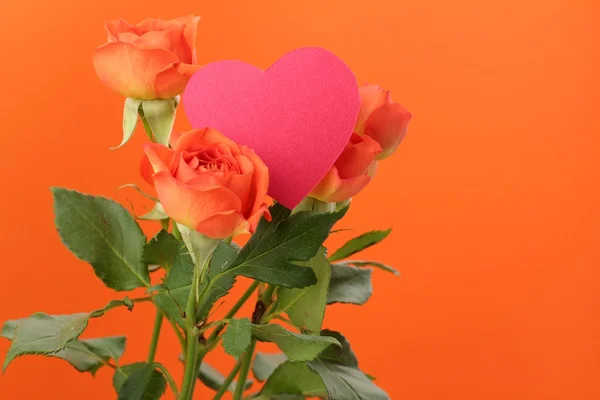 Romantic roses with heart symbol Stock Photo