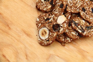 Çerezler üzerinde ahşap arka plan