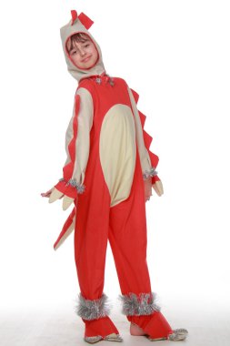 güzel kız neşeli Kırmızı kostümlü dragon tatil