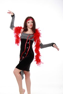 Kız kırmızı bir boa