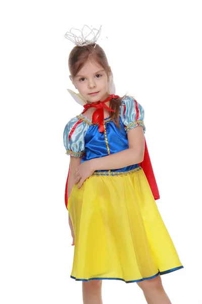 Little girl Snow White isolated on white — Stock Photo, Image