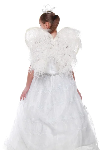 Dívka v nádherné bílé šaty — Stock fotografie
