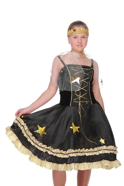 Girl in a beautiful dress evil fairy — Stock Photo, Image