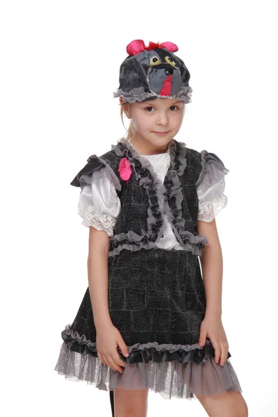 Carino bambina vestita come un topo — Foto Stock