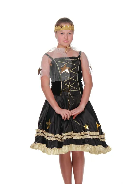 Menina em um belo vestido de fada do mal — Fotografia de Stock