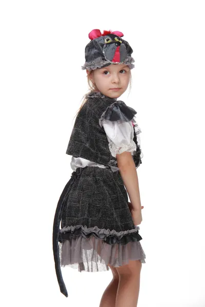 仮面舞踏会のためのマウスの衣装でかわいい女の子 — ストック写真