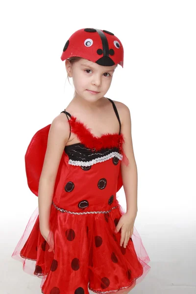 Girl dressed in Ladybug costume — Stock Photo, Image