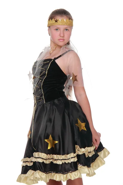 Girl in a beautiful dress evil fairy — Stock Photo, Image