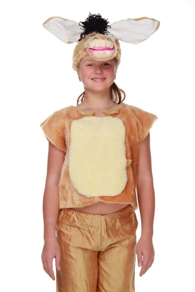 Beautiful child in a ridiculous fancy dress — Stock Photo, Image