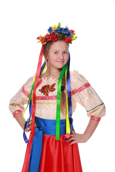 Fille en costume ukrainien traditionnel — Photo