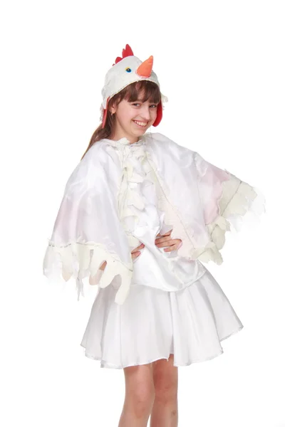 Little girl in fancy dress Stork on Holiday — Stock Photo, Image