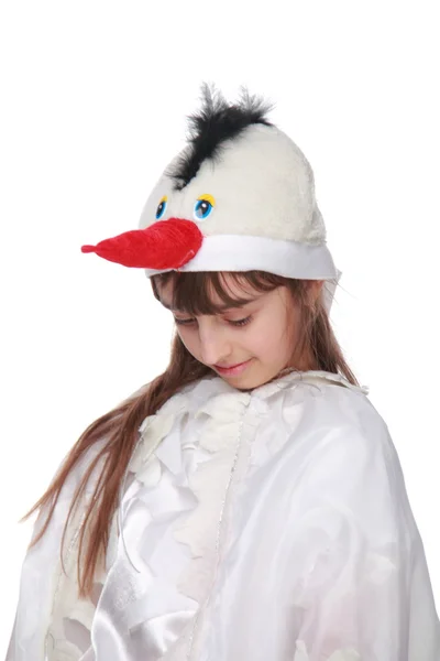 Girl in a chicken suit — Stock Photo, Image