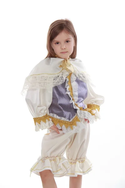 Charmantes kleines Mädchen in einem schönen Kostüm — Stockfoto