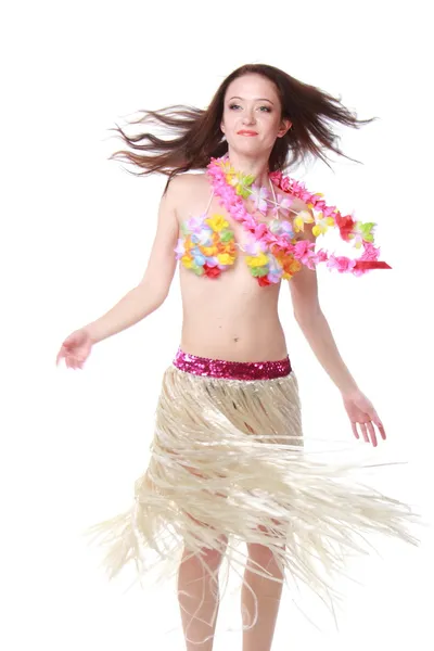 Bella ragazza in costume hawaii — Foto Stock