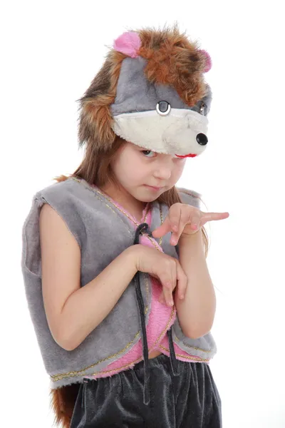 Charming little girl in a carnival costume — Stock Photo, Image