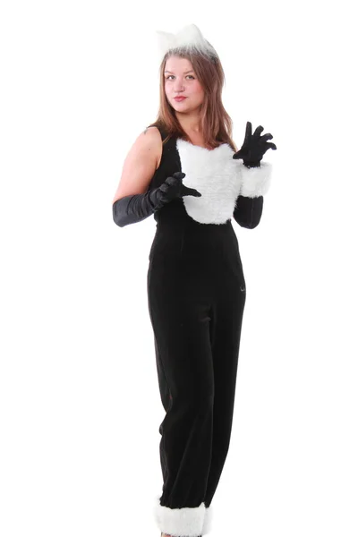 Bella ragazza in costume da gatto — Foto Stock