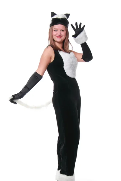 Bella ragazza in costume da gatto — Foto Stock