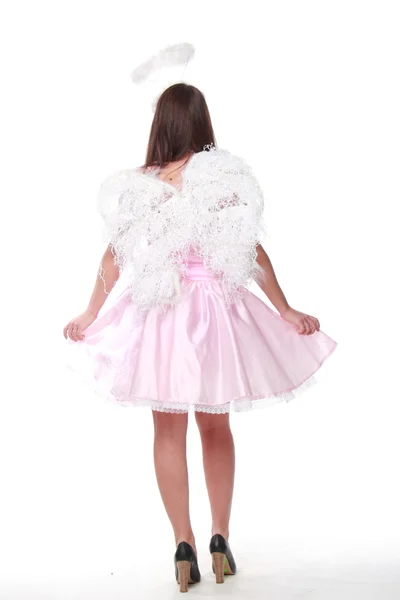 Uma jovem bonita vestida de anjo — Fotografia de Stock