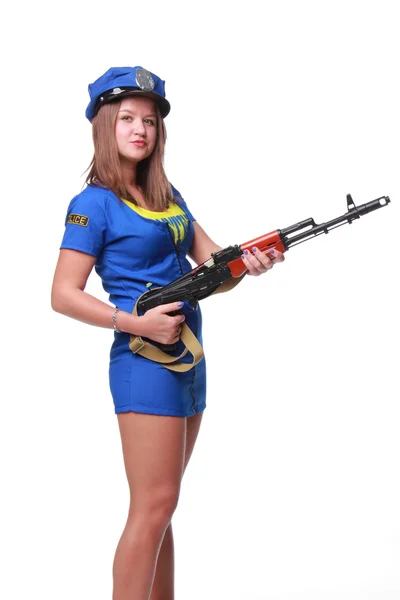 휴일에 섹시 한 공상 복장 경찰 여자 — 스톡 사진